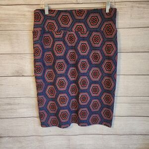 6/$30 SALE LuLaRoe Cassie Skirt L Geometric Hexagon Print Stretch Boho Chic